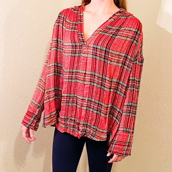 Free People Plaid Blouse ✨ Discounted Shipping, All Offers Considered - Picture 1 of 4